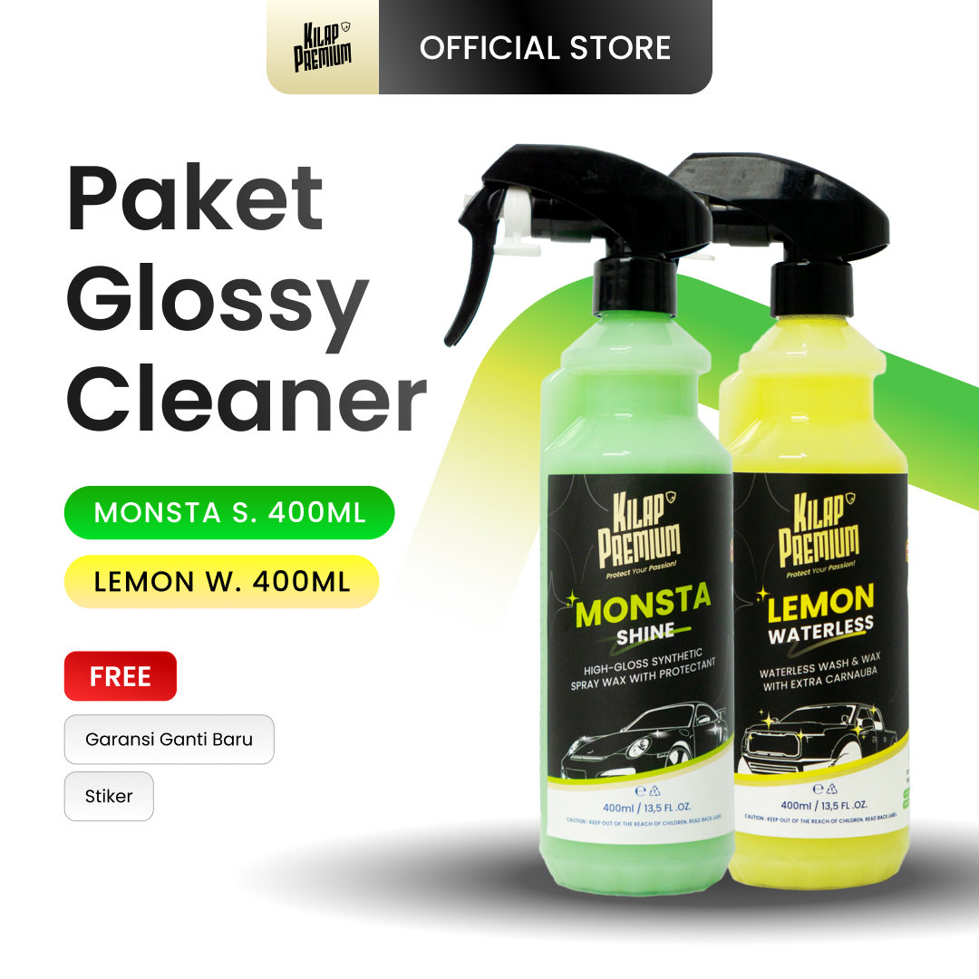 Waterless Clean Kit Glossy - Pembersih Dan Pengkilap Body Motor Mobil Glossy Tanpa Air