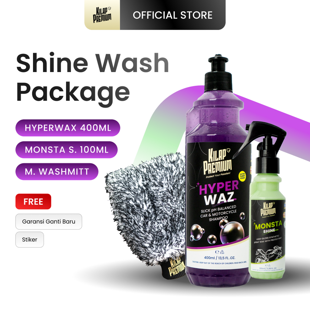 Shine Wash Package - Paket Cuci dan Pengkilap untuk Body Motor dan Mobil