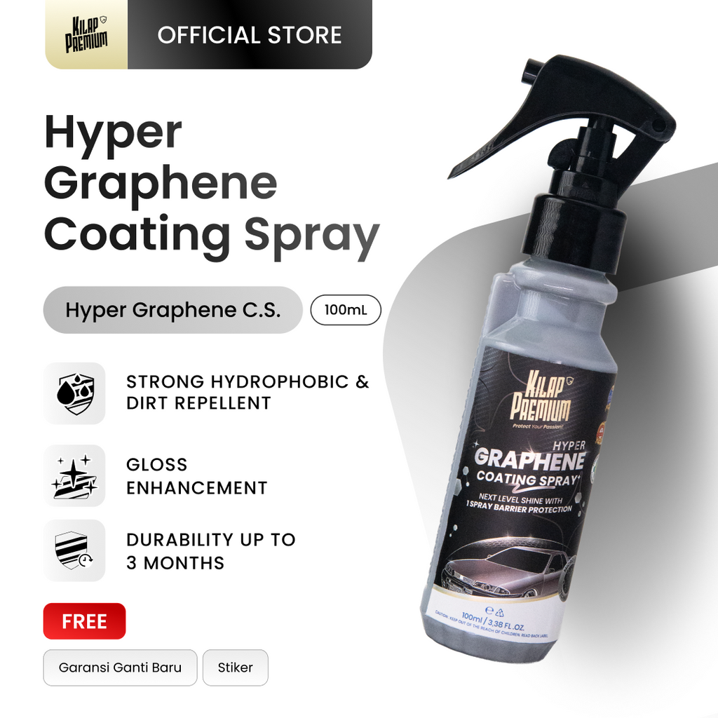 Hyper Graphene Coating Spray by Kilap Premium - Pengkilap Body Mobil Semi Coating Tahan Lama