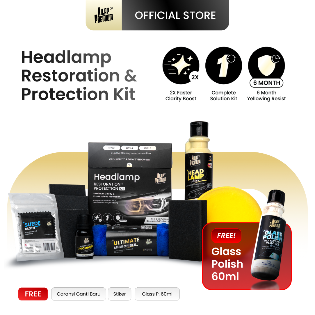 Headlamp Restoration & Protection Kit - Paket Pembersih Mika Lampu Mobil Kusam & Menguning