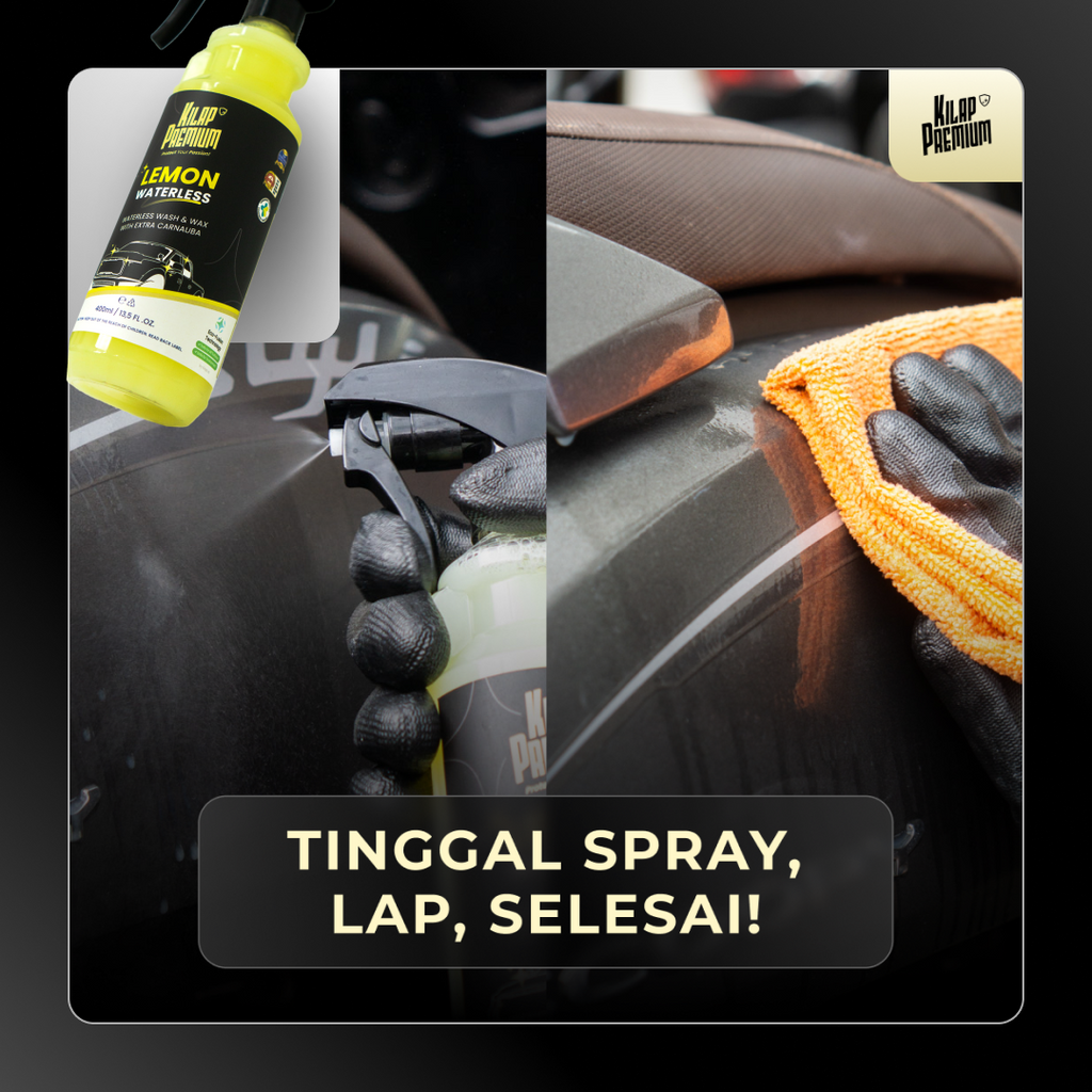 Waterless Clean Kit Glossy - Pembersih Dan Pengkilap Body Motor Mobil Glossy Tanpa Air