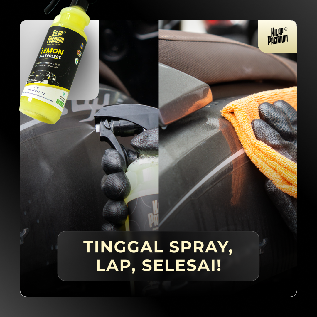 Waterless Clean Kit Glossy - Pembersih Dan Pengkilap Body Motor Mobil Glossy Tanpa Air