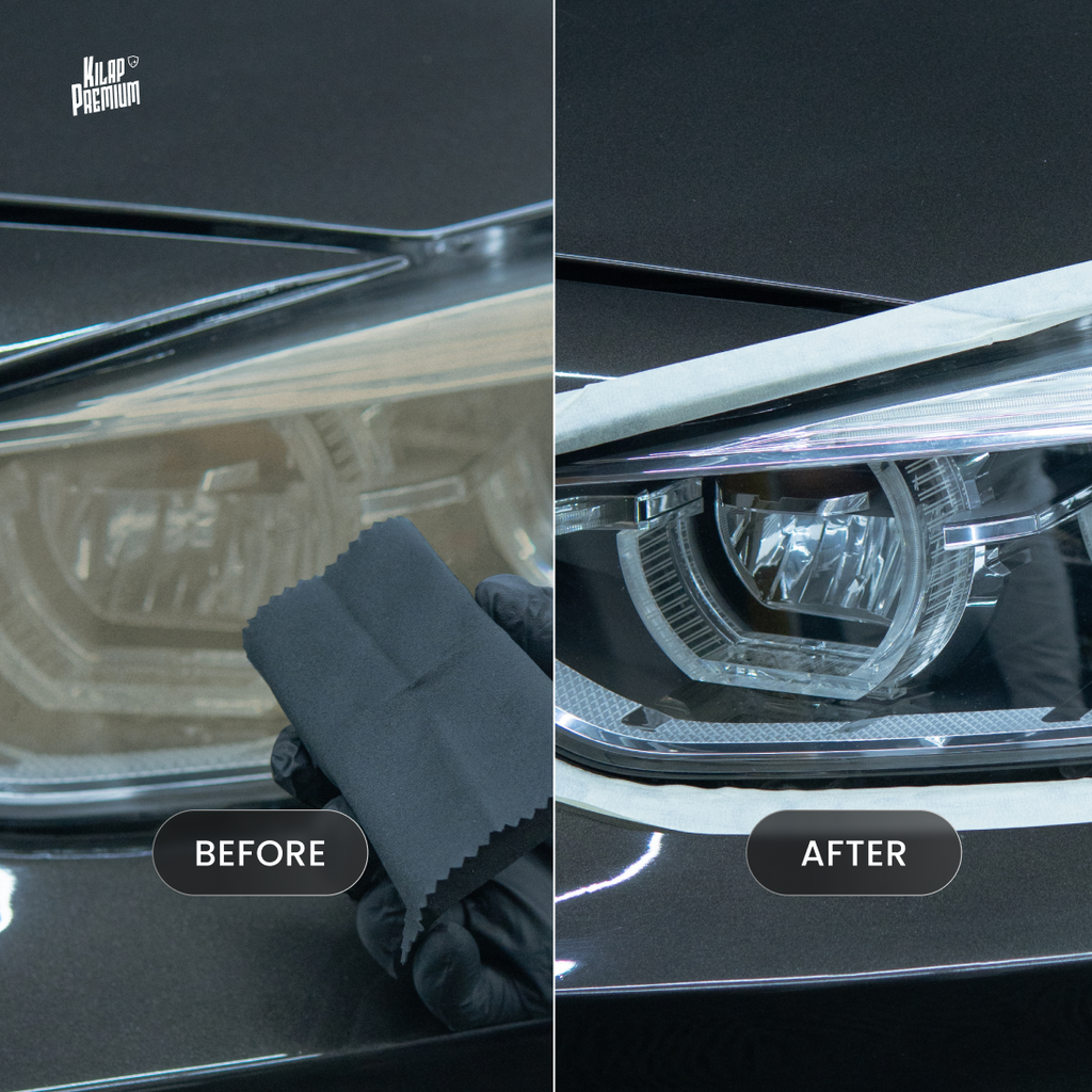 Headlamp Restoration & Protection Kit - Paket Pembersih Mika Lampu Mobil Kuning, Kusam, Non Reaksi Kimia, dan Buram