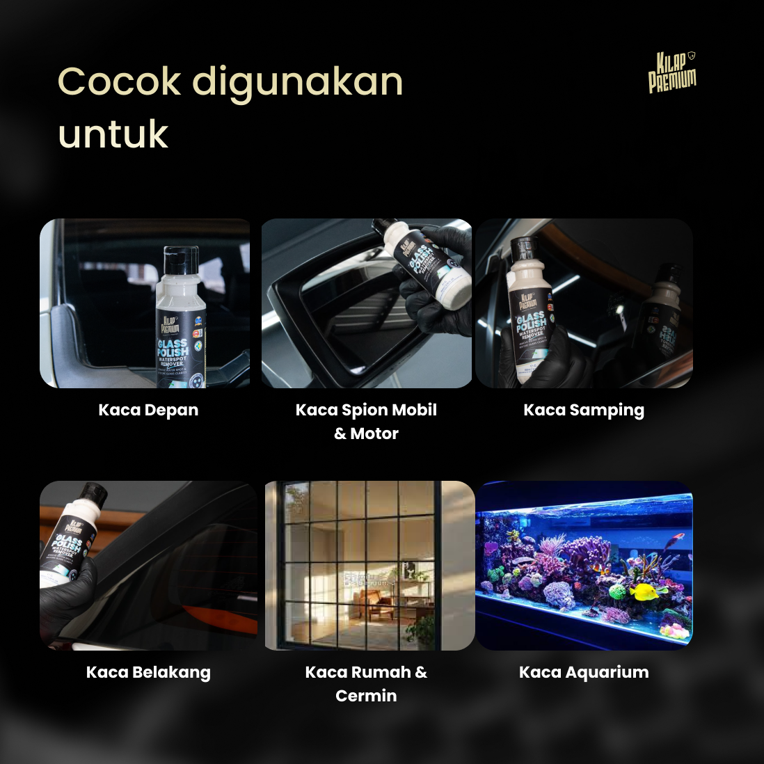 Glass Polish by Kilap Premium - Pembersih Jamur Kaca dan Anti Embun