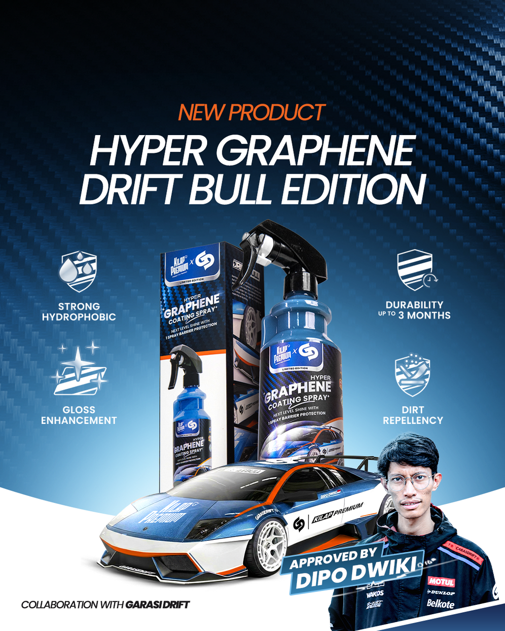 [LIMITED EDITION] Kilap Premium X Garasi Drift - Hyper Graphene Coating Spray Pengkilap Body Mobil