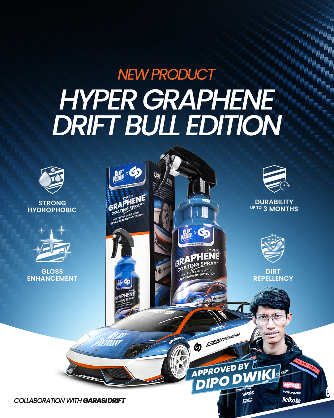 [LIMITED EDITION] Kilap Premium X Garasi Drift - Hyper Graphene Coating Spray Pengkilap Body Mobil