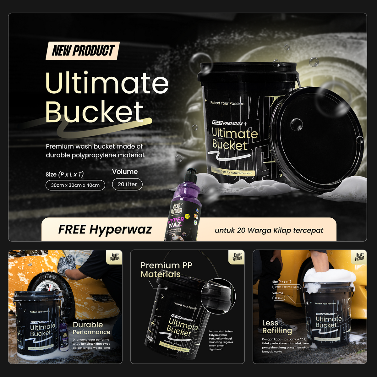 Ultimate Bucket Wash & Detailing by Kilap Premium - Ember Detailing Cuci Mobil Premium